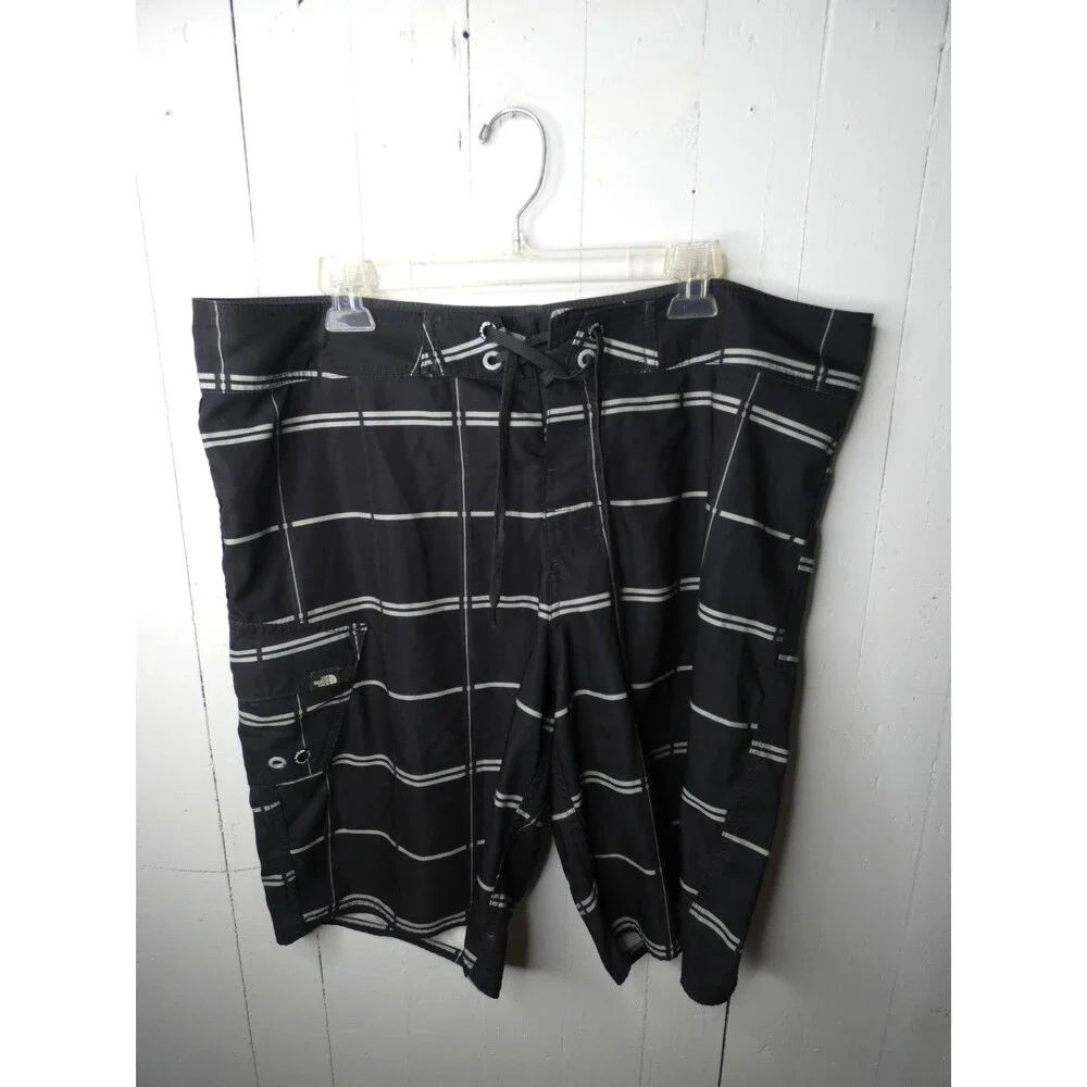 The North Face Men's 40 Black White Plaid Board Shorts Swim Trunks